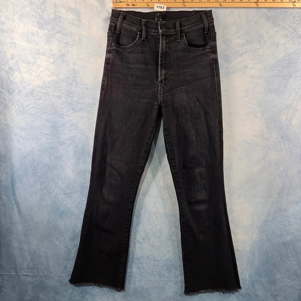 MOTHER Hustler Ankle Fray High Rise Flare‎ Jeans Faded Black Size 25
